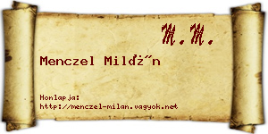 Menczel Milán névjegykártya
