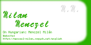 milan menczel business card