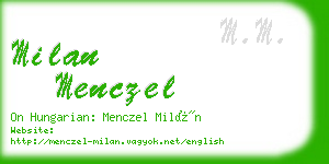 milan menczel business card